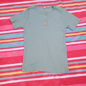 Toddler Short Sleeve Henley Shirt Boys Ribbed T-Shirt 5T